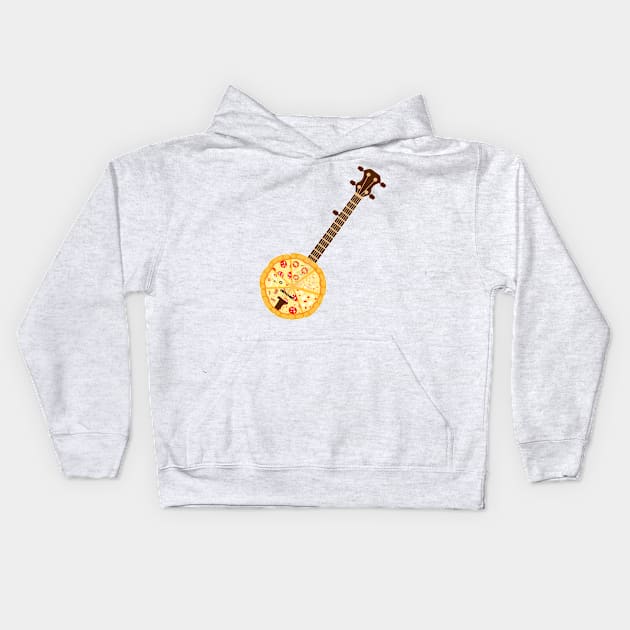 Banjo guitar pizza Kids Hoodie by ShirtyLife